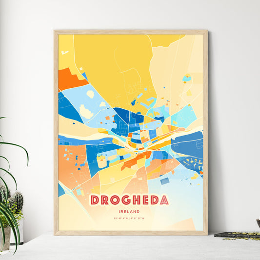 Colorful DROGHEDA IRELAND Fine Art Map Blue Orange