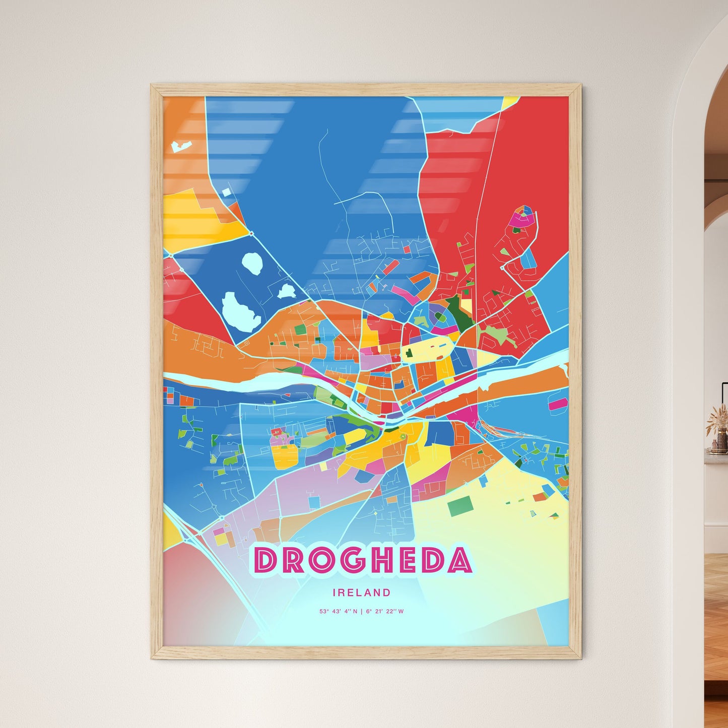 Colorful DROGHEDA IRELAND Fine Art Map Crazy Colors