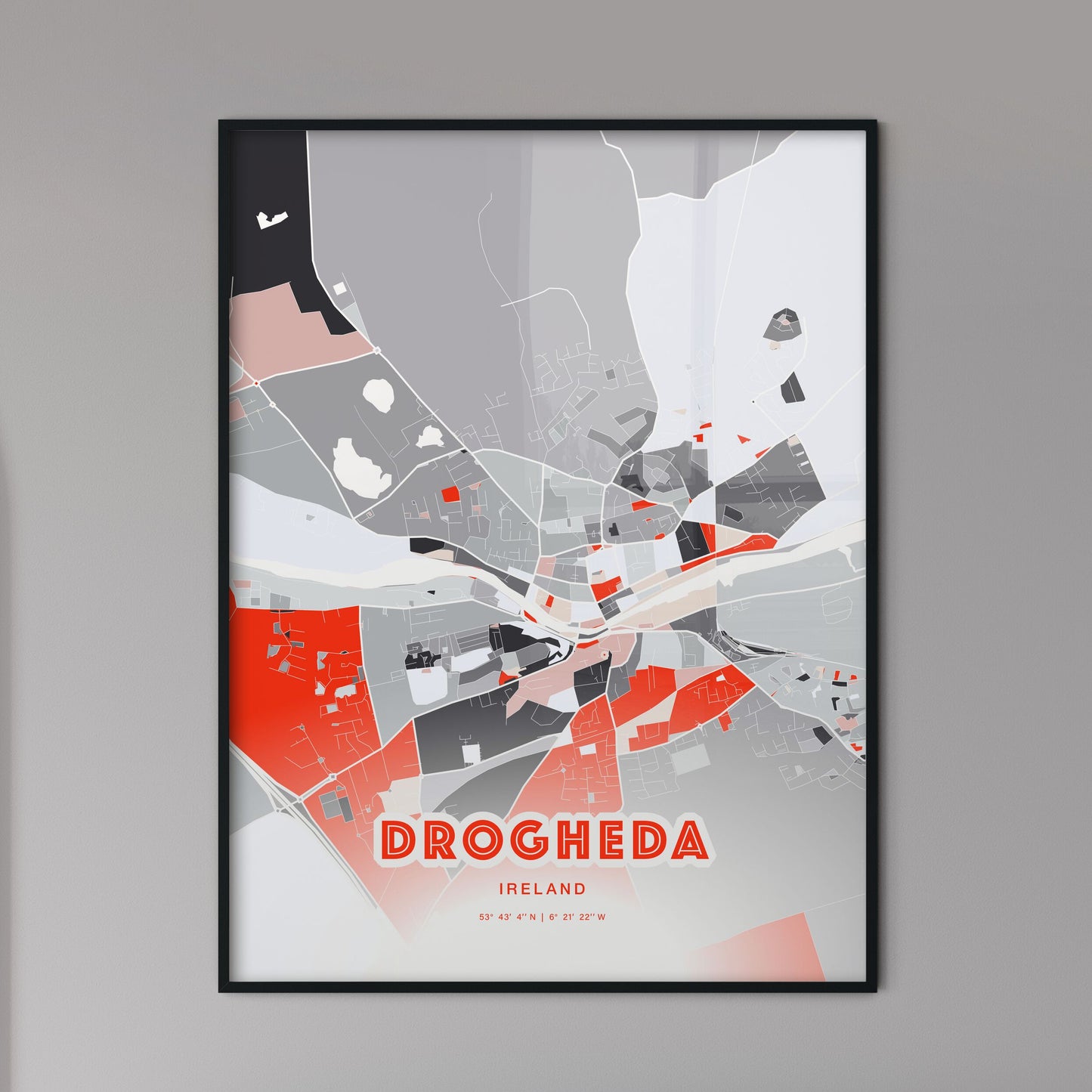 Colorful DROGHEDA IRELAND Fine Art Map Modern