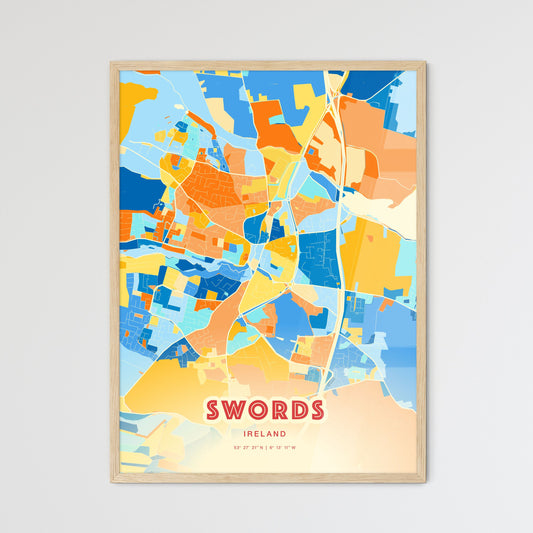 Colorful SWORDS IRELAND Fine Art Map Blue Orange