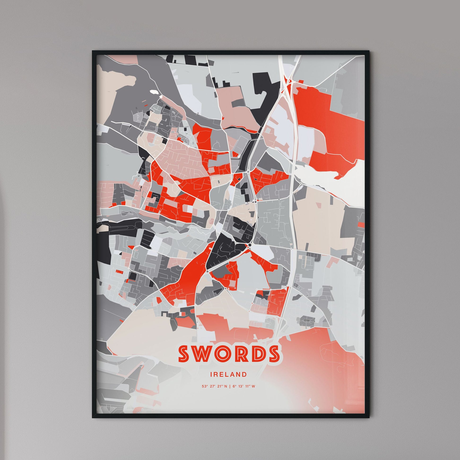 Colorful SWORDS IRELAND Fine Art Map Modern