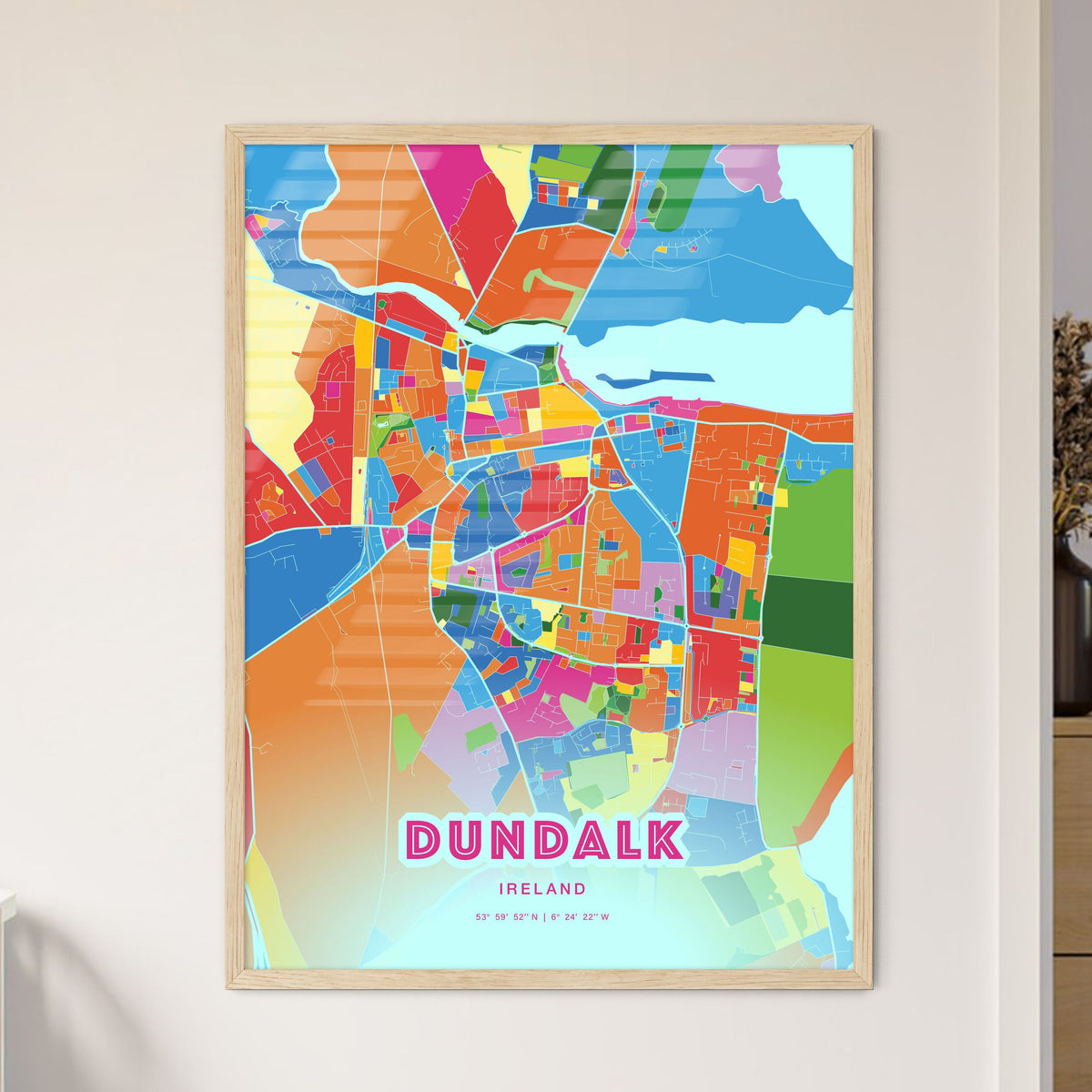 Colorful DUNDALK IRELAND Fine Art Map Crazy Colors