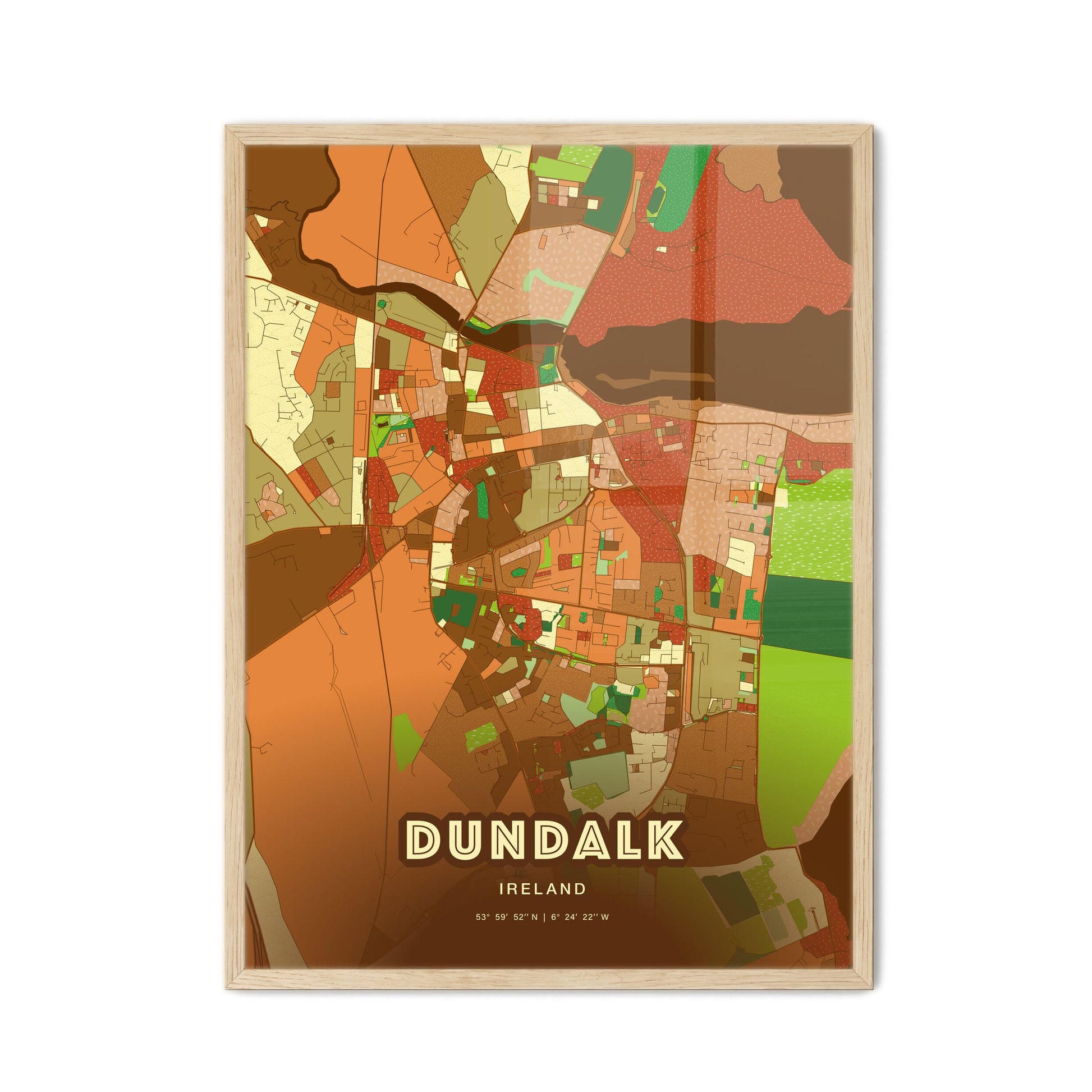 Colorful DUNDALK IRELAND Fine Art Map Farmhouse