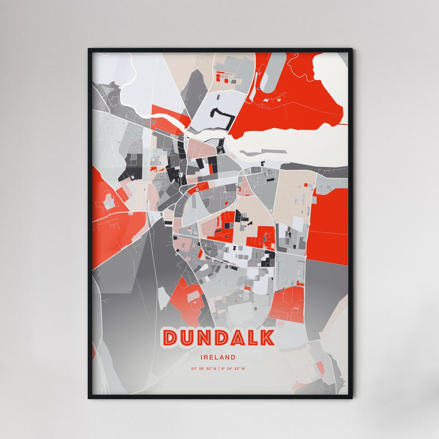 Colorful DUNDALK IRELAND Fine Art Map Modern