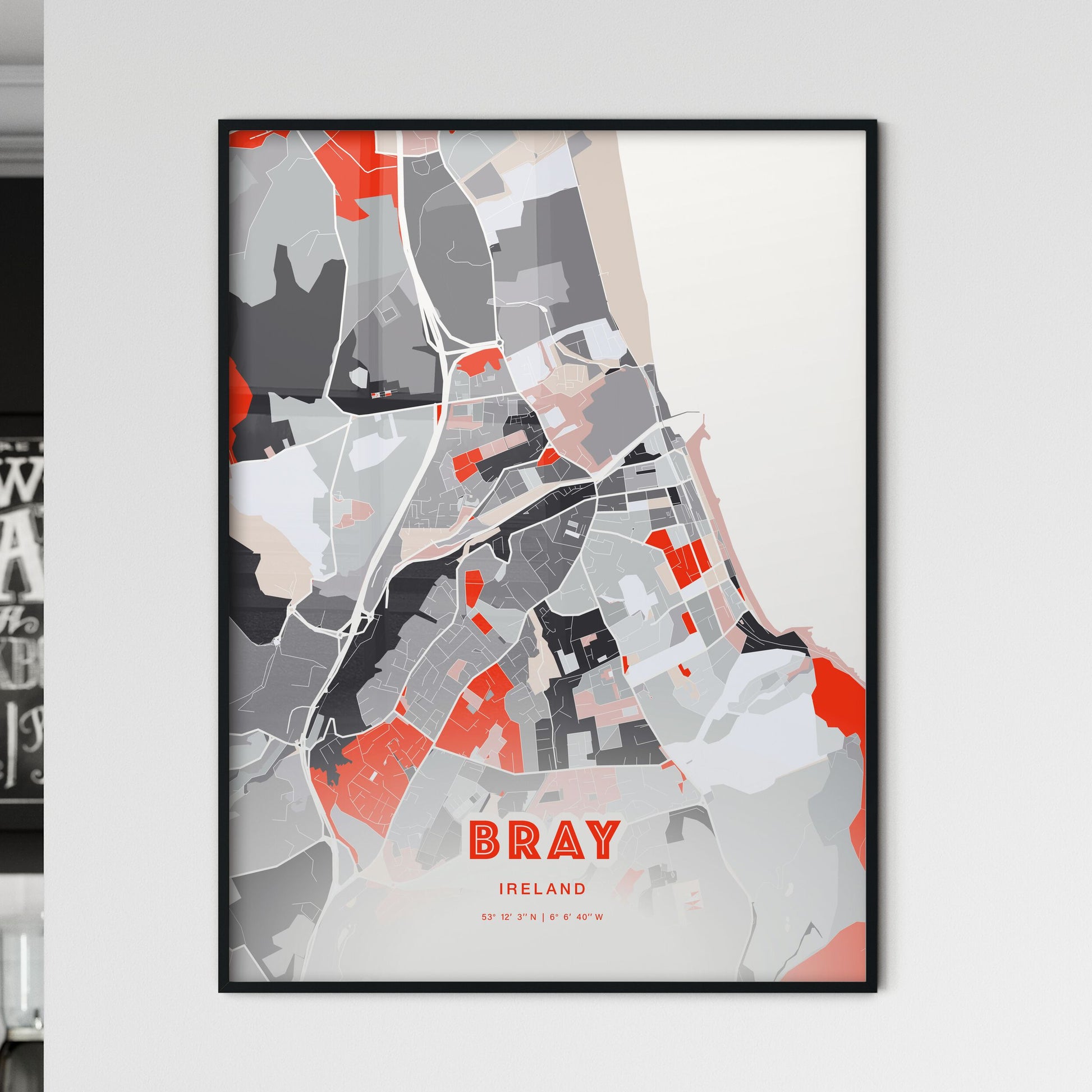 Colorful BRAY IRELAND Fine Art Map Modern