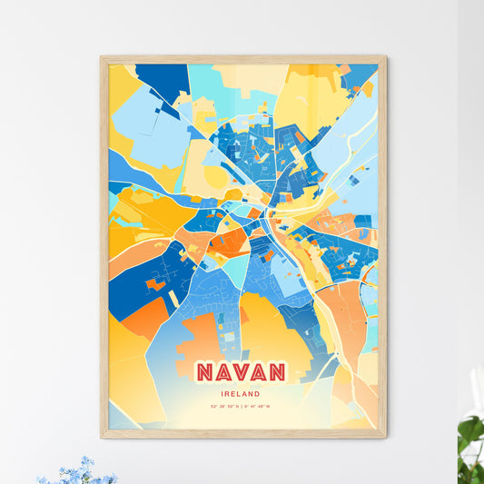 Colorful NAVAN IRELAND Fine Art Map Blue Orange