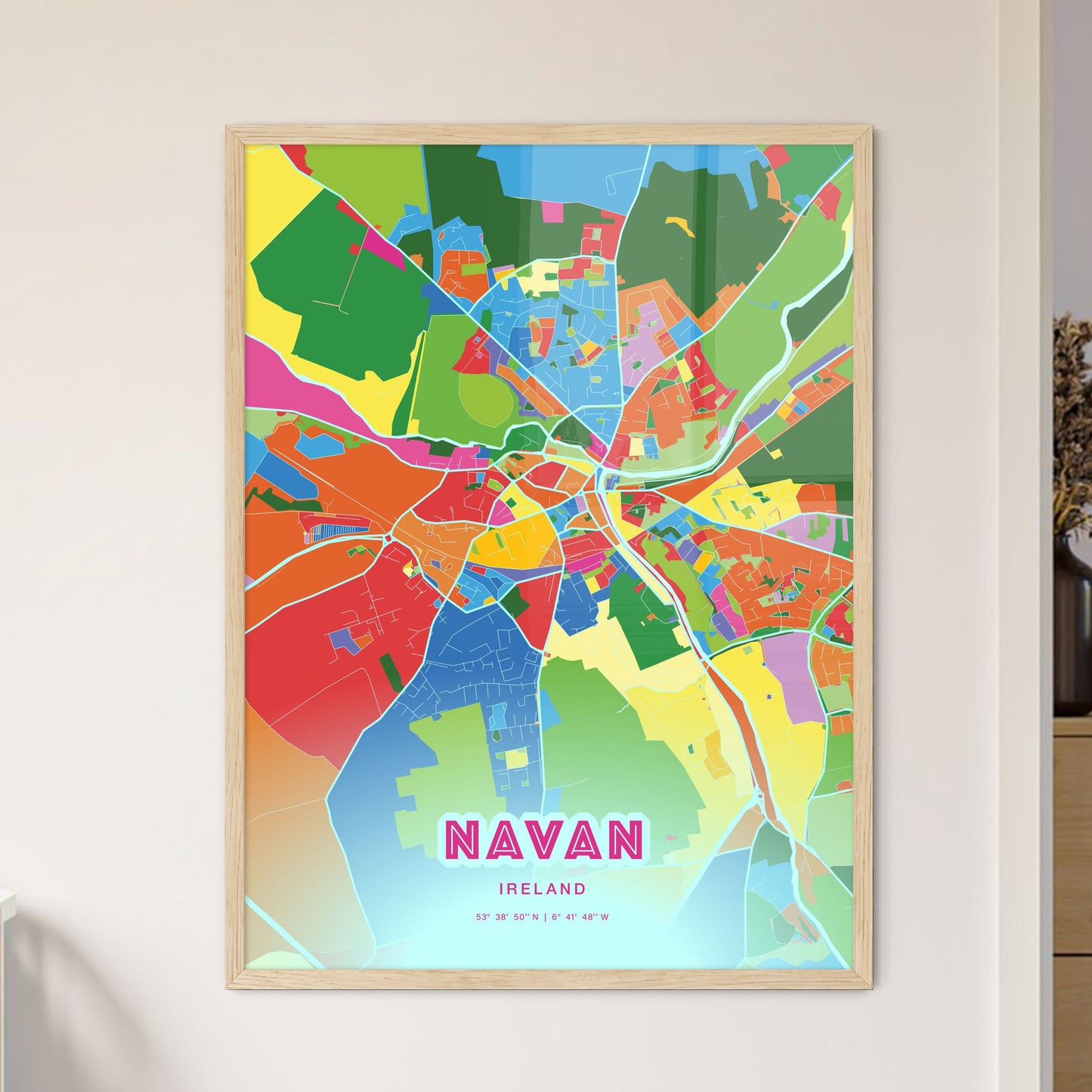 Colorful NAVAN IRELAND Fine Art Map Crazy Colors