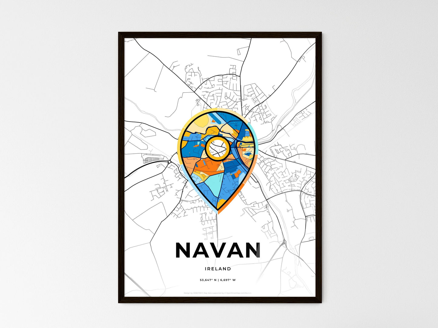 Navan Ireland wedding art map with pointer icon