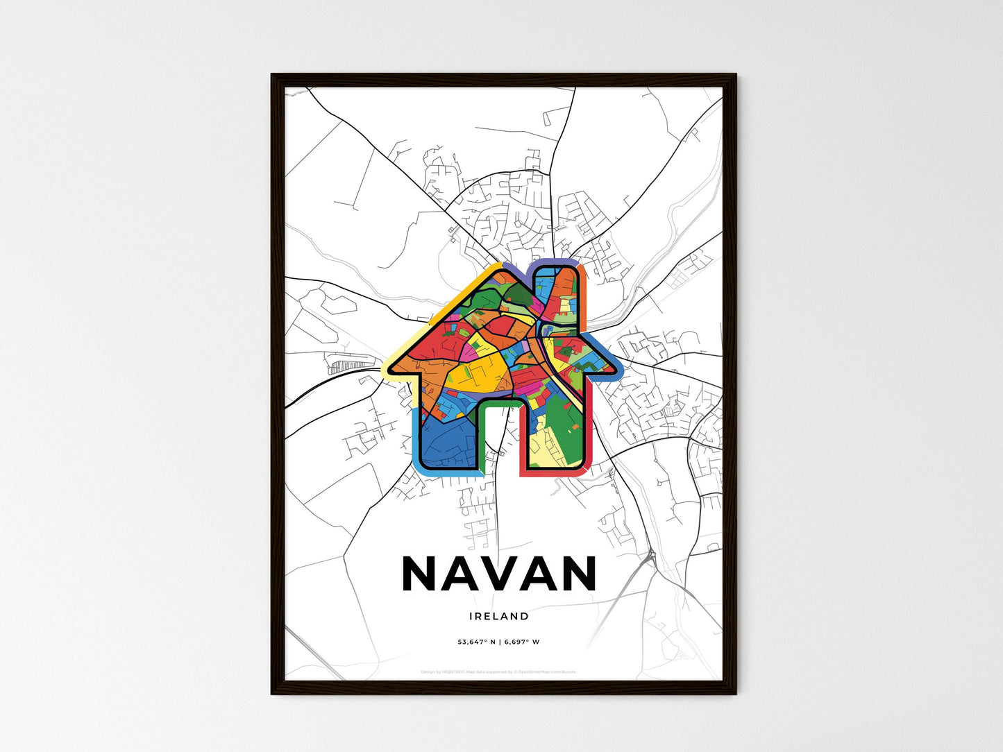 Navan Ireland wedding art map with home icon