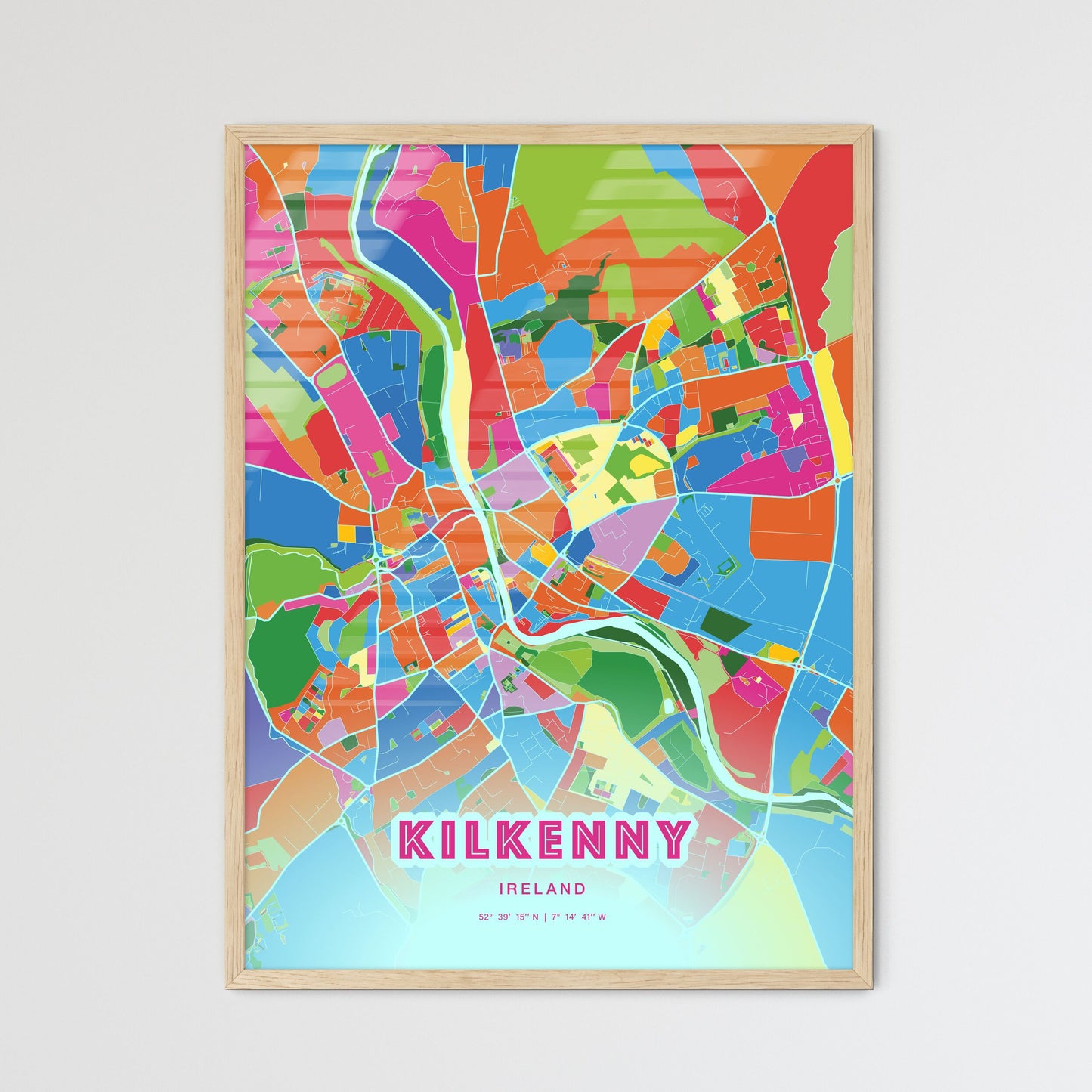 Colorful KILKENNY IRELAND Fine Art Map Crazy Colors