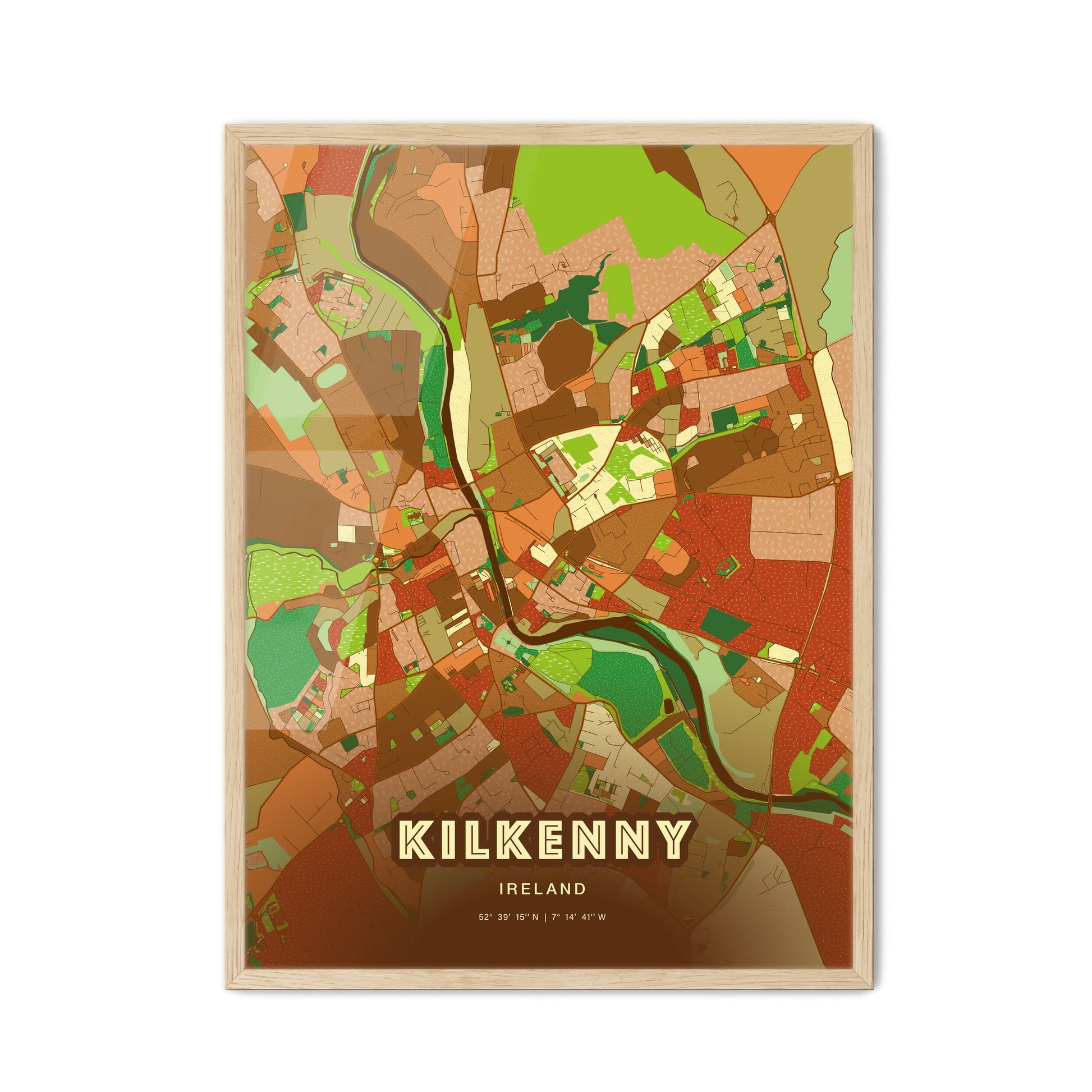 Colorful KILKENNY IRELAND Fine Art Map Farmhouse