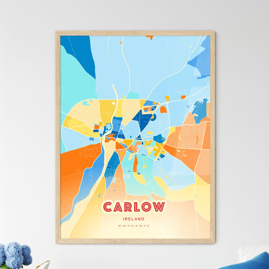 Colorful CARLOW IRELAND Fine Art Map Blue Orange