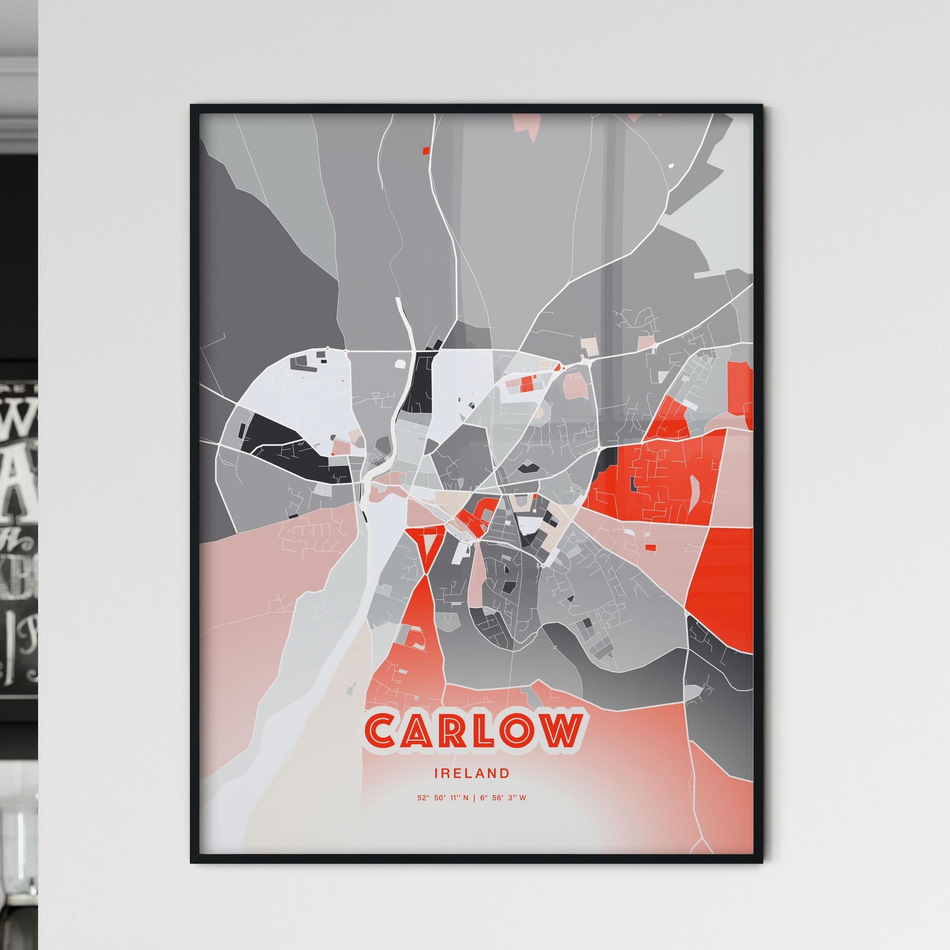 Colorful CARLOW IRELAND Fine Art Map Modern