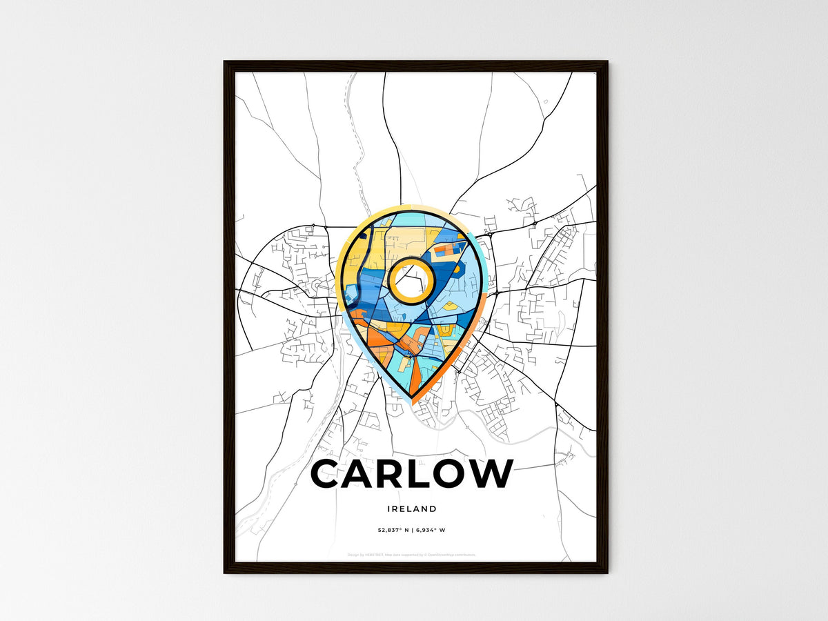 Carlow Ireland wedding art map with pointer icon