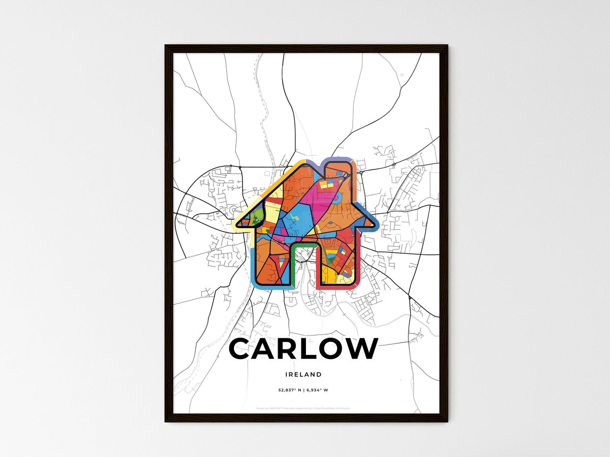 Carlow Ireland wedding art map with home icon