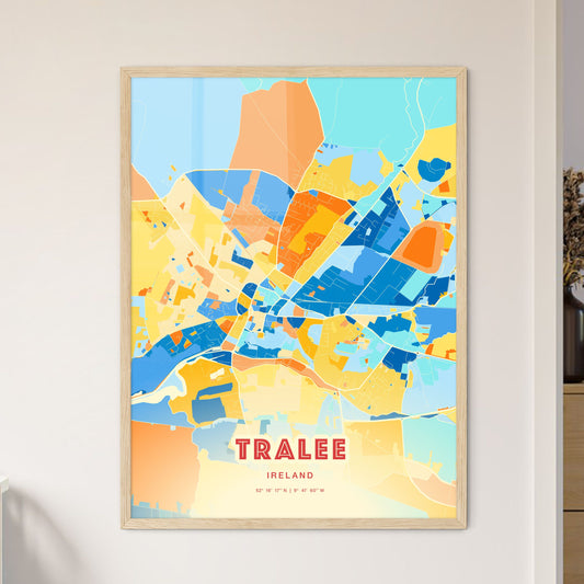 Colorful TRALEE IRELAND Fine Art Map Blue Orange