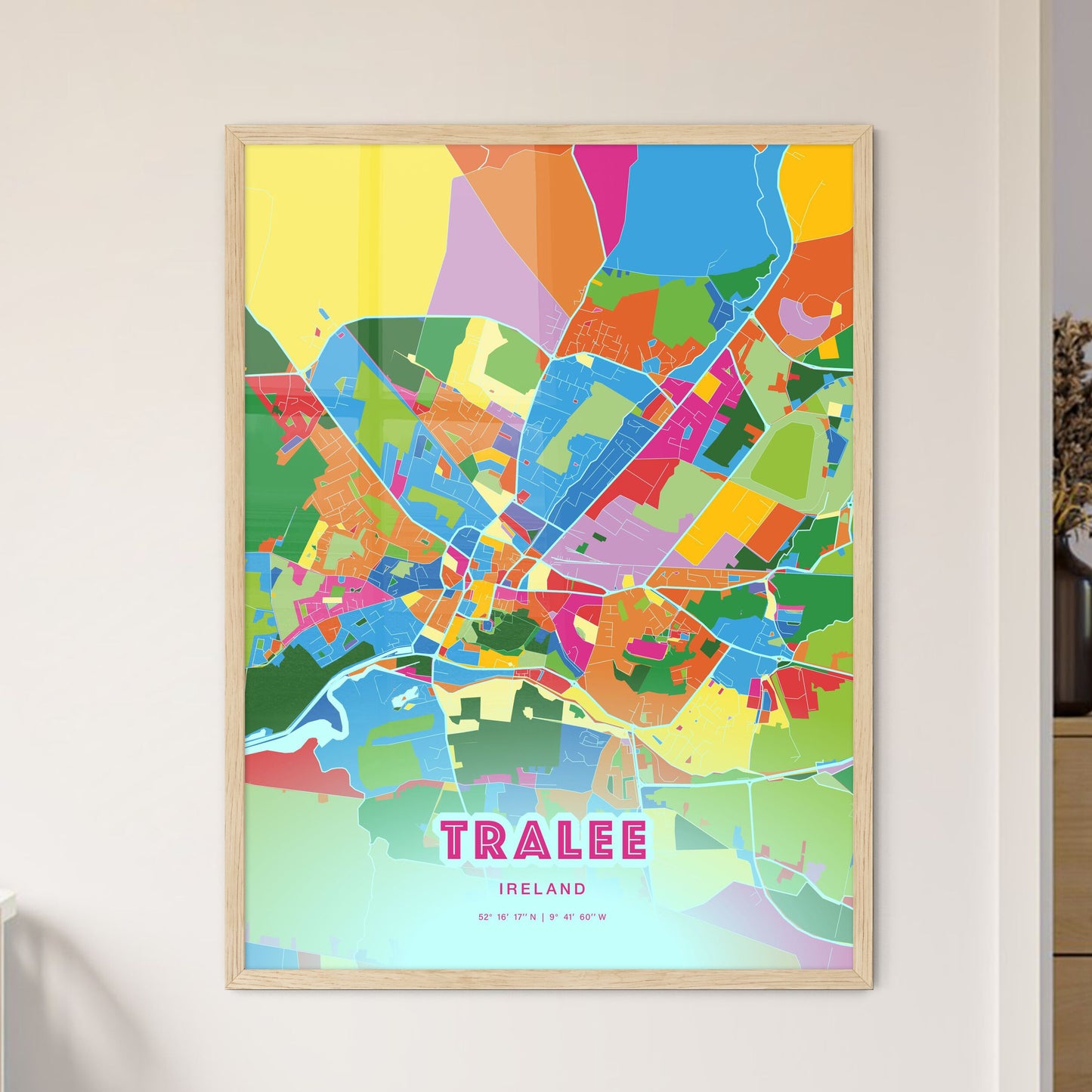 Colorful TRALEE IRELAND Fine Art Map Crazy Colors