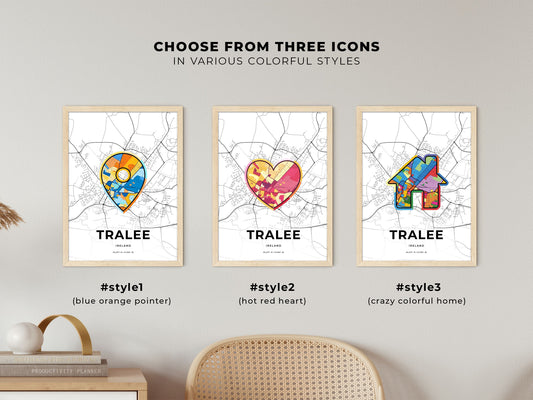 Tralee Ireland maps with colorful icons