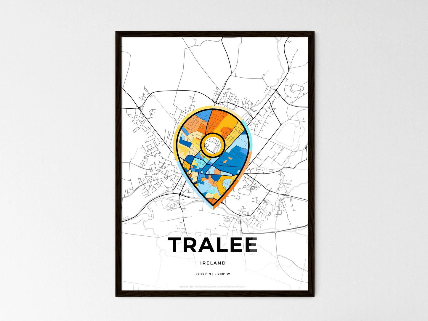 Tralee Ireland wedding art map with pointer icon