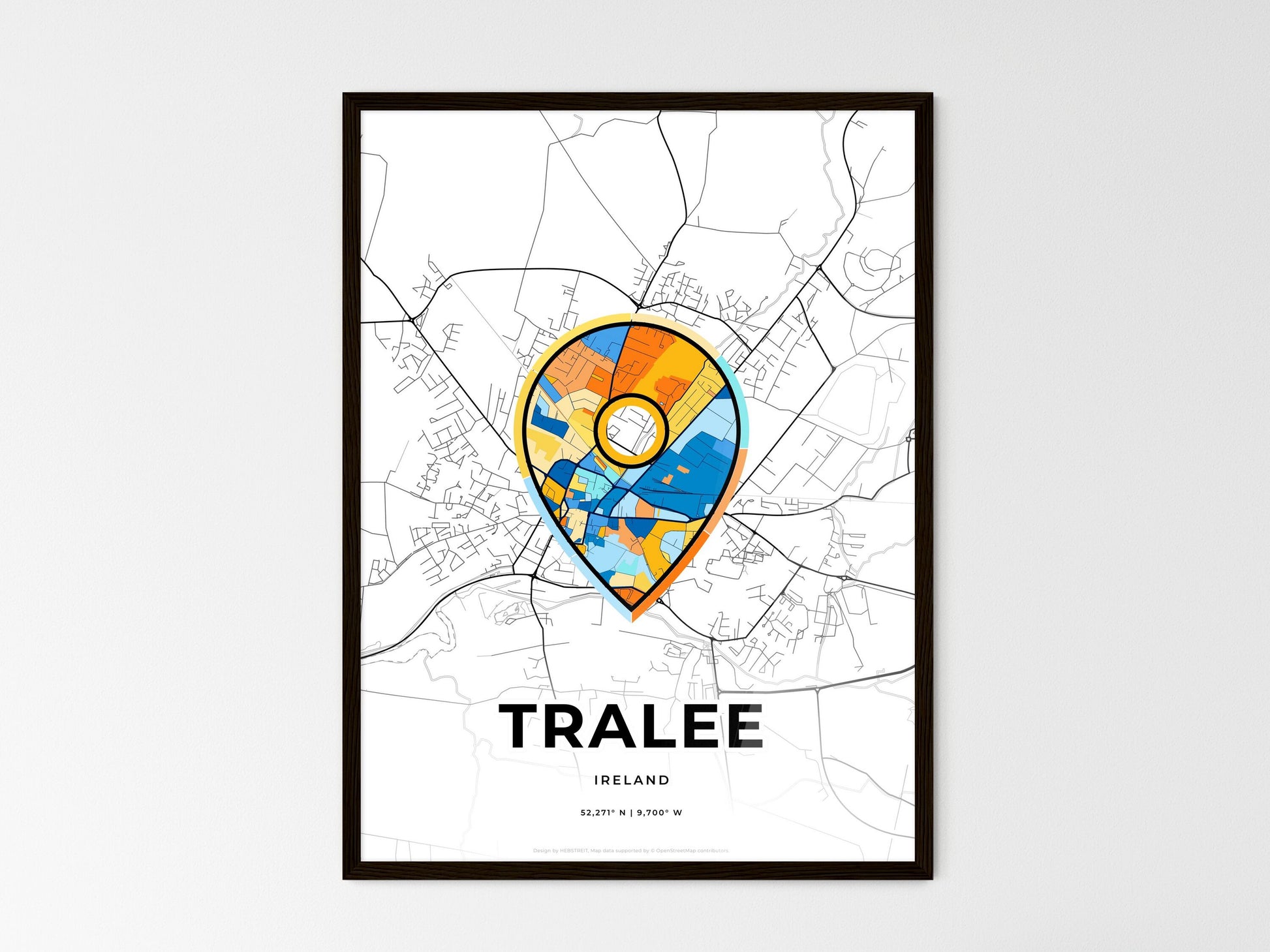 Tralee Ireland wedding art map with pointer icon