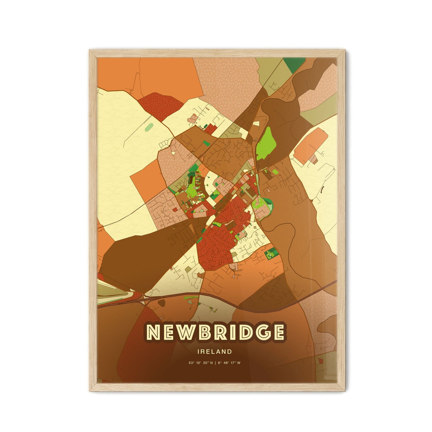 Colorful NEWBRIDGE IRELAND Fine Art Map Farmhouse