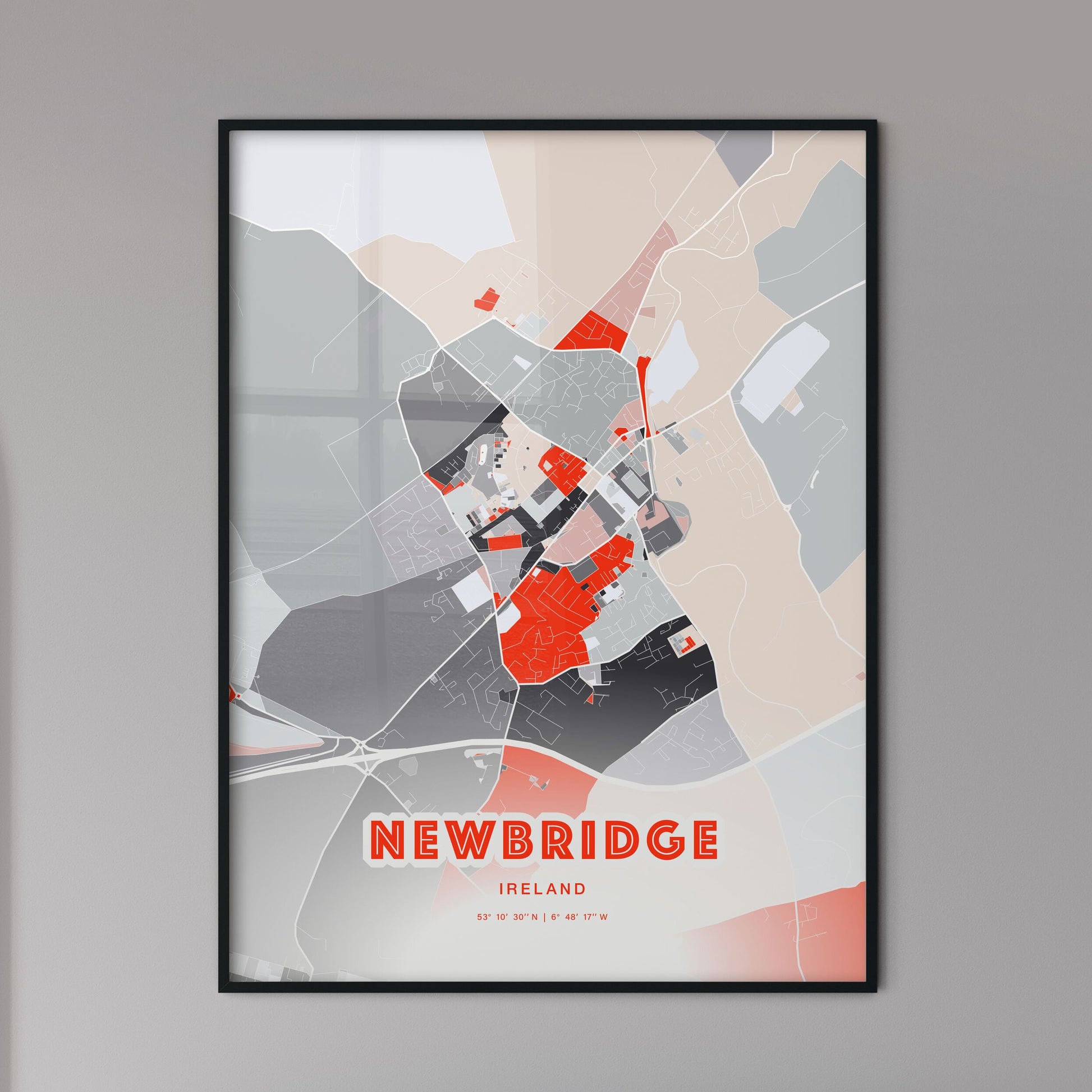 Colorful NEWBRIDGE IRELAND Fine Art Map Modern