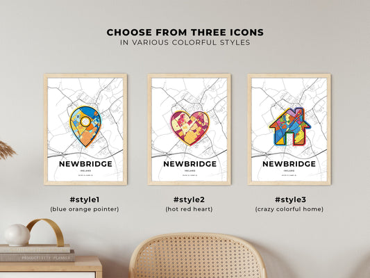 Newbridge Ireland maps with colorful icons