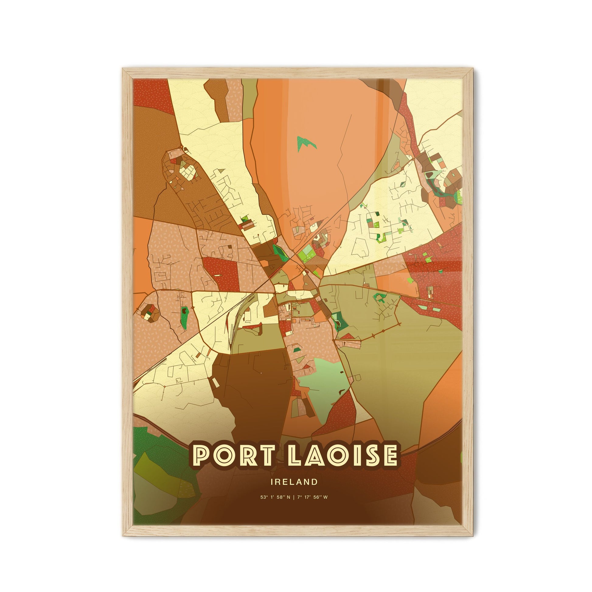 Colorful PORT LAOISE IRELAND Fine Art Map Farmhouse