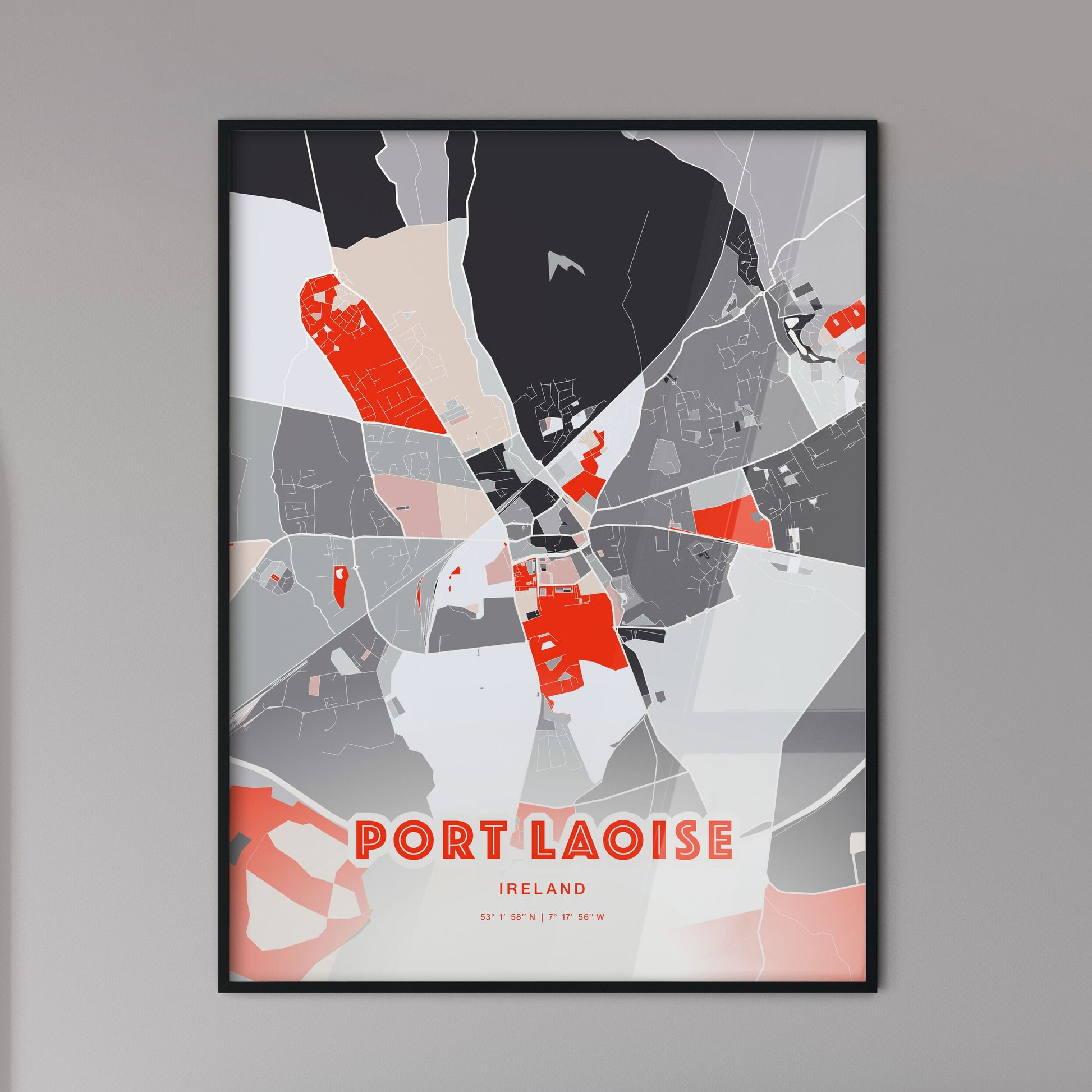 Colorful PORT LAOISE IRELAND Fine Art Map Modern