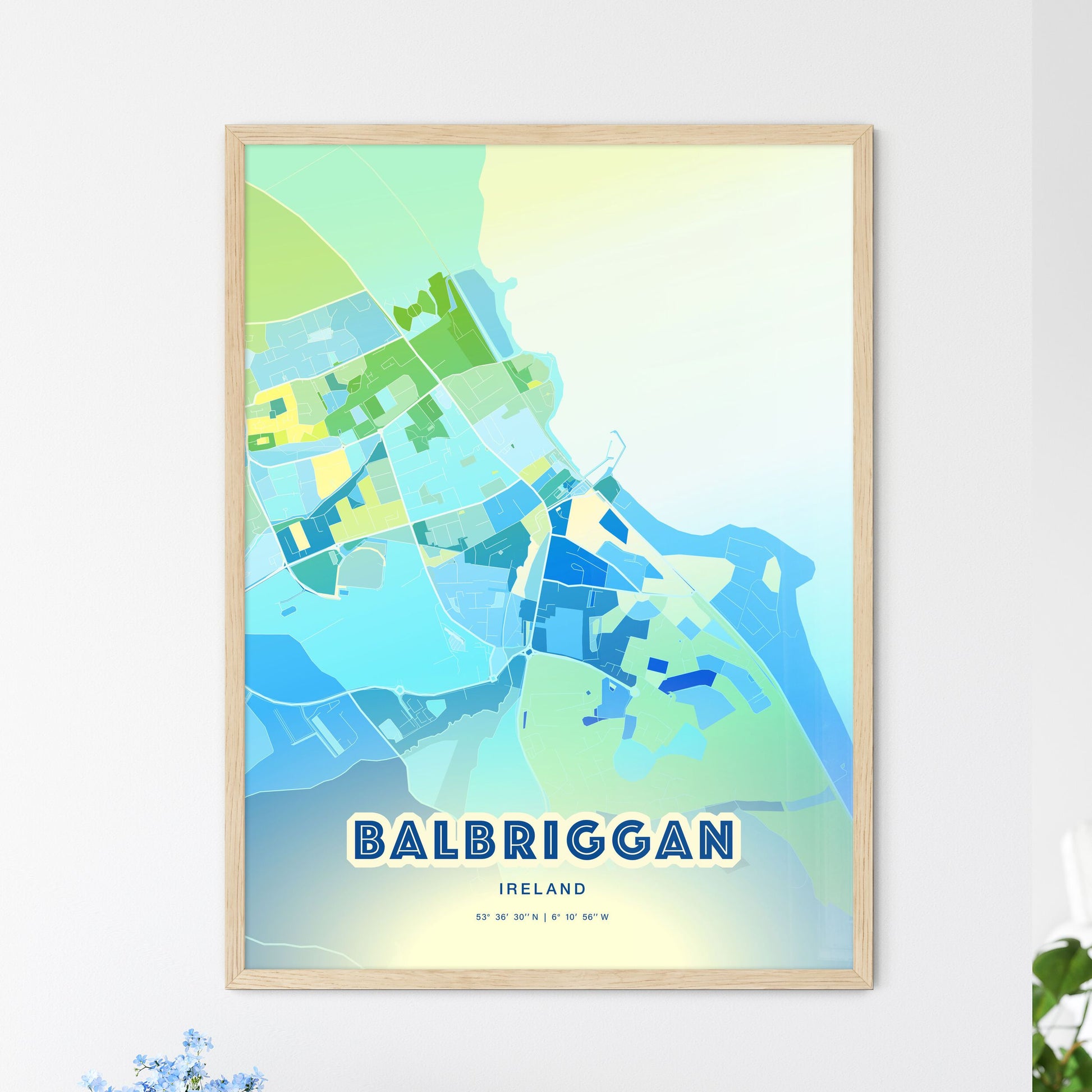 Colorful BALBRIGGAN IRELAND Fine Art Map Cool Blue