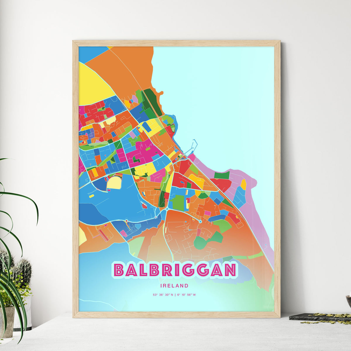 Colorful BALBRIGGAN IRELAND Fine Art Map Crazy Colors