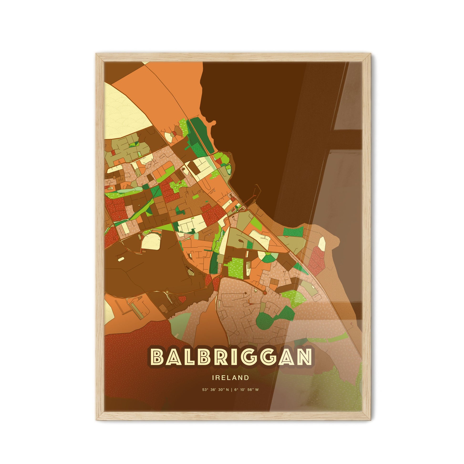 Colorful BALBRIGGAN IRELAND Fine Art Map Farmhouse