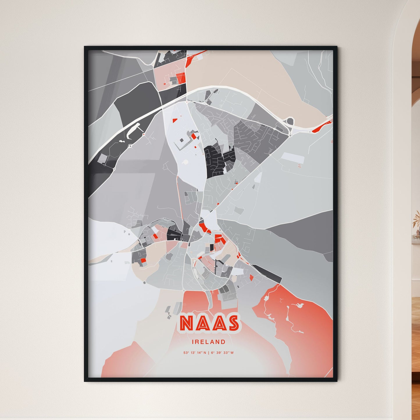 Colorful NAAS IRELAND Fine Art Map Modern