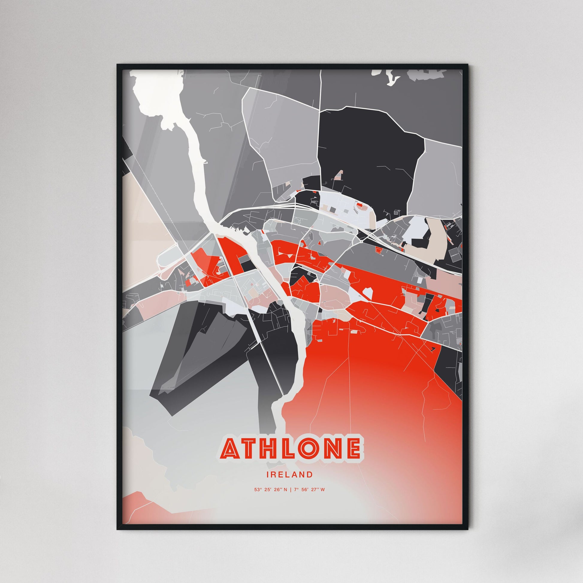 Colorful ATHLONE IRELAND Fine Art Map Modern