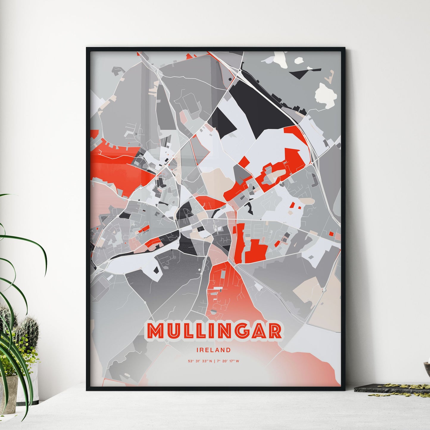 Colorful MULLINGAR IRELAND Fine Art Map Modern