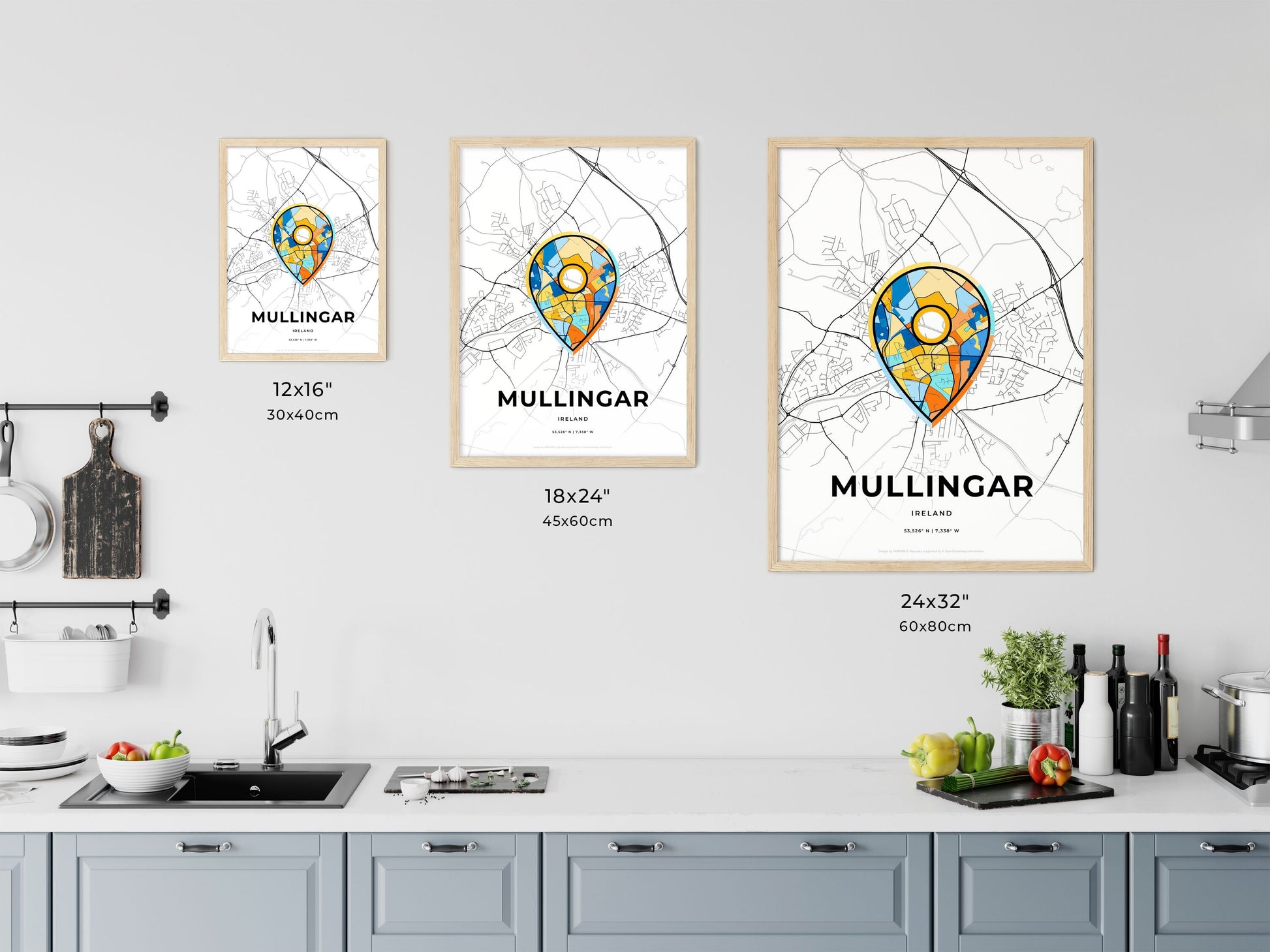 Mullingar Ireland art map size chart