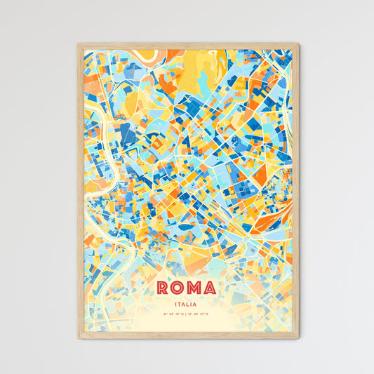 Colorful Rome Italy Fine Art Map Blue Orange