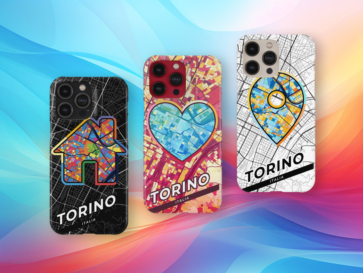 Turin Italy slim phone case with colorful icon