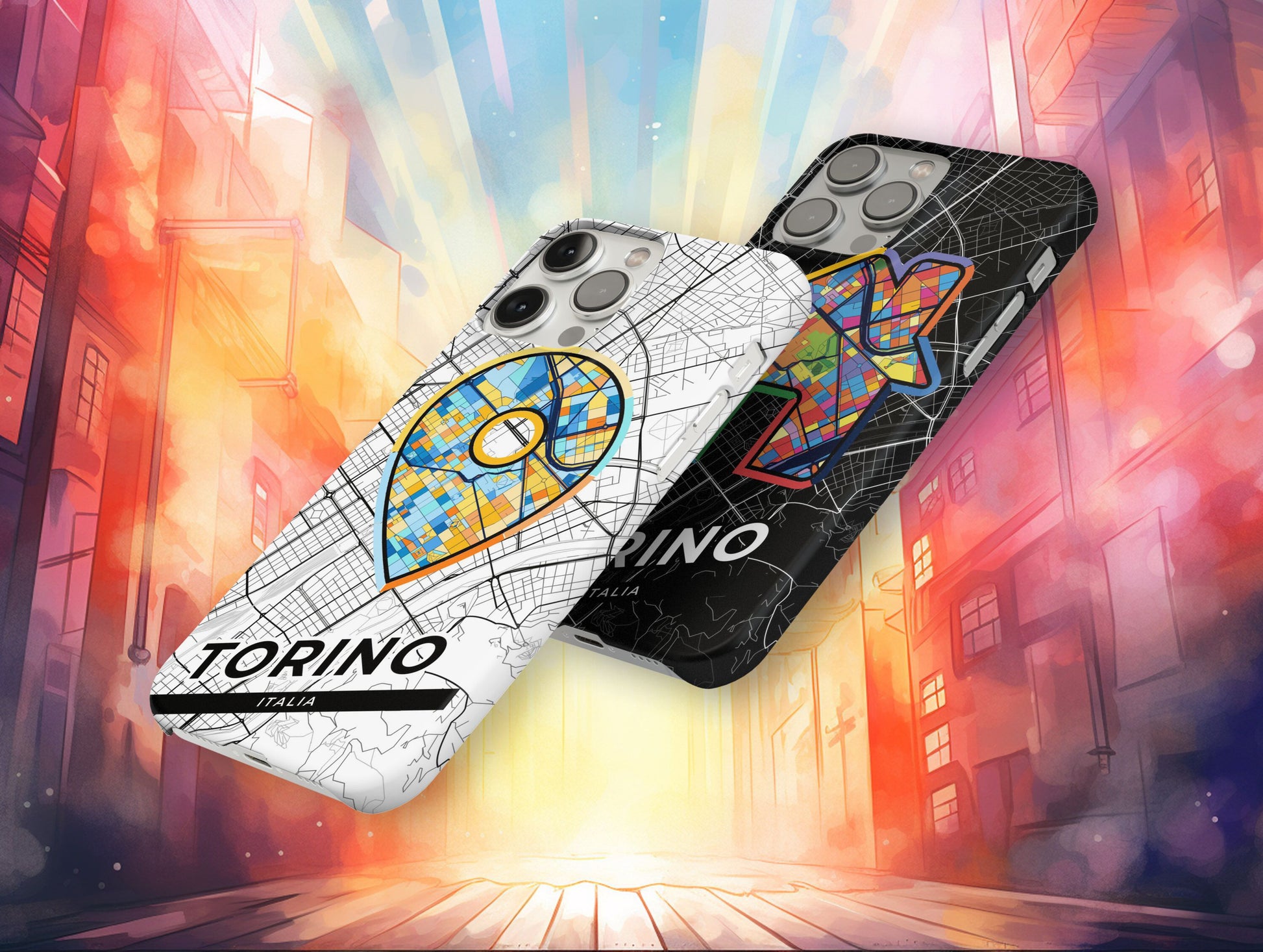 Turin Italy slim phone case with colorful icon