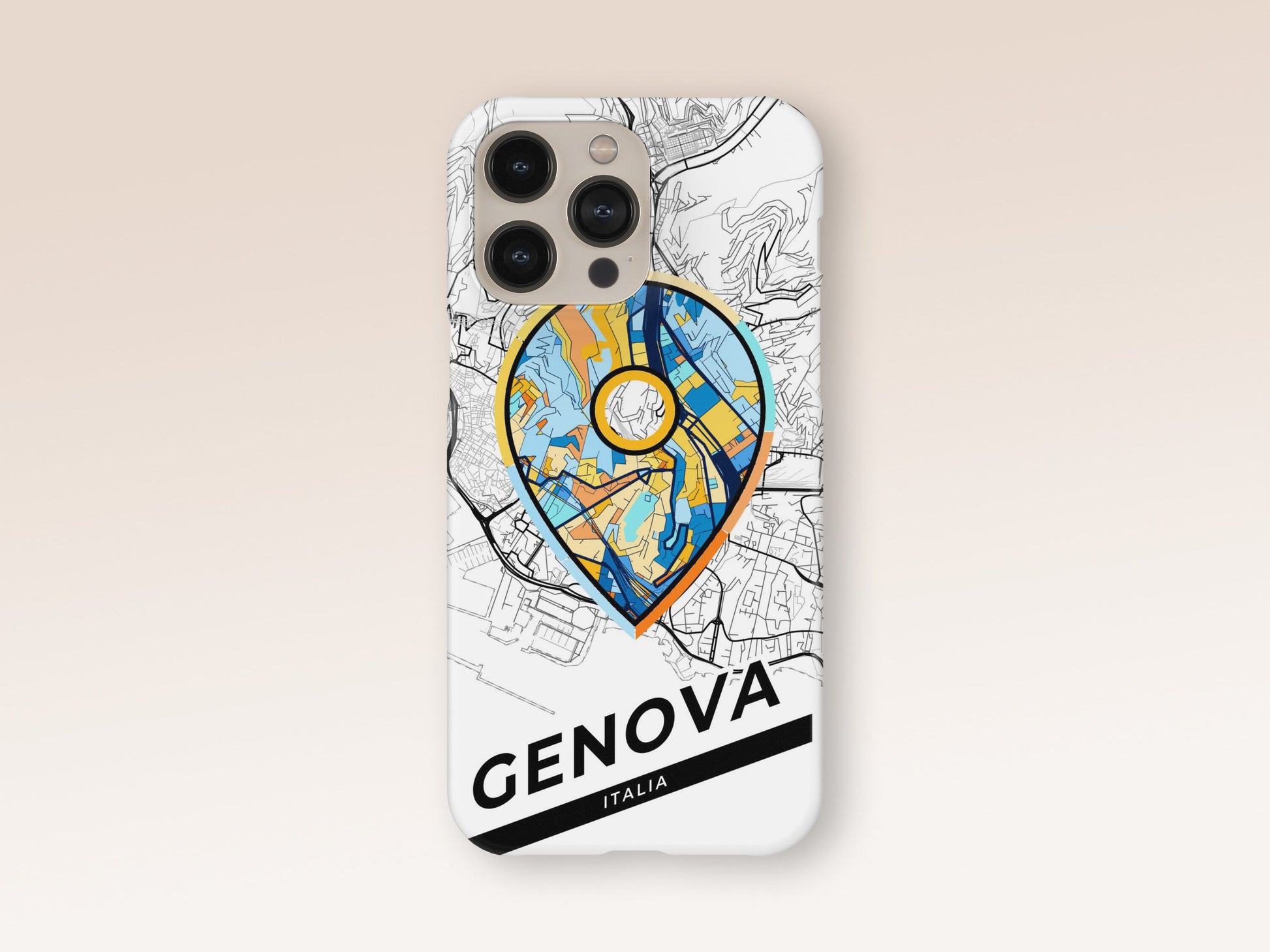 Genoa Italy slim phone case with colorful icon. Birthday, wedding or housewarming gift. Couple match cases. 1