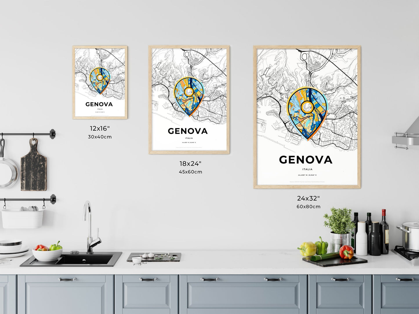 Genoa Italy art map size chart