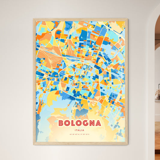 Colorful Bologna Italy Fine Art Map Blue Orange