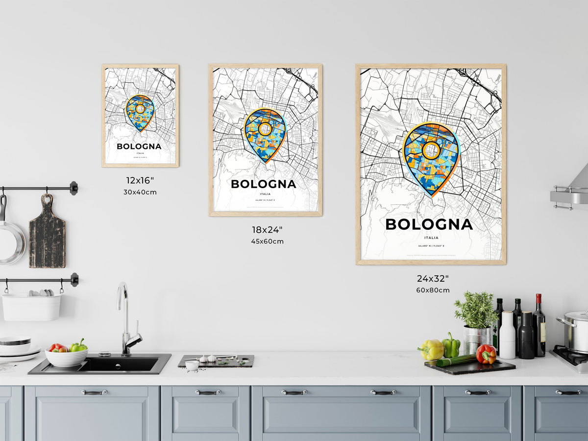 Bologna Italy art map size chart