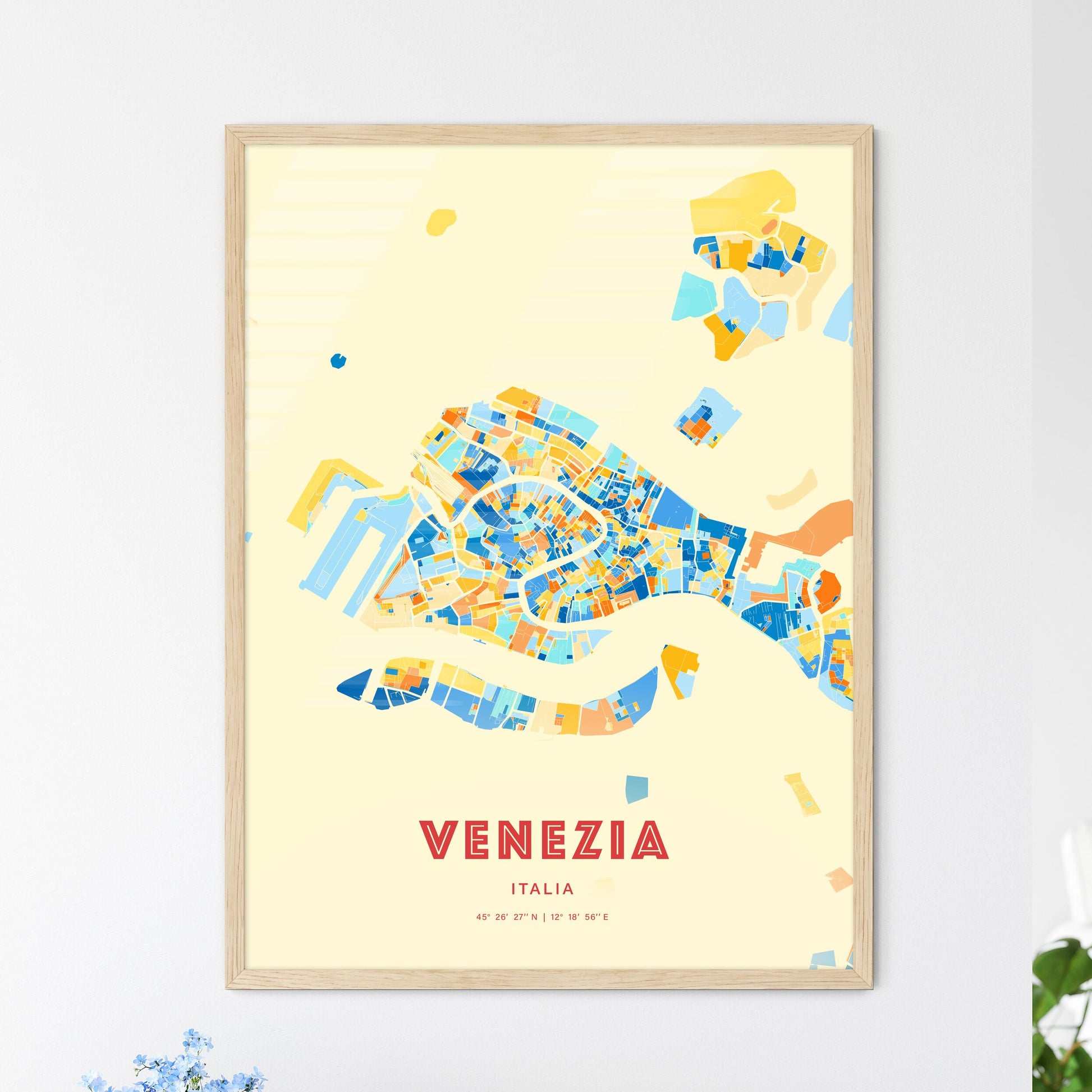 Colorful Venice Italy Fine Art Map Blue Orange