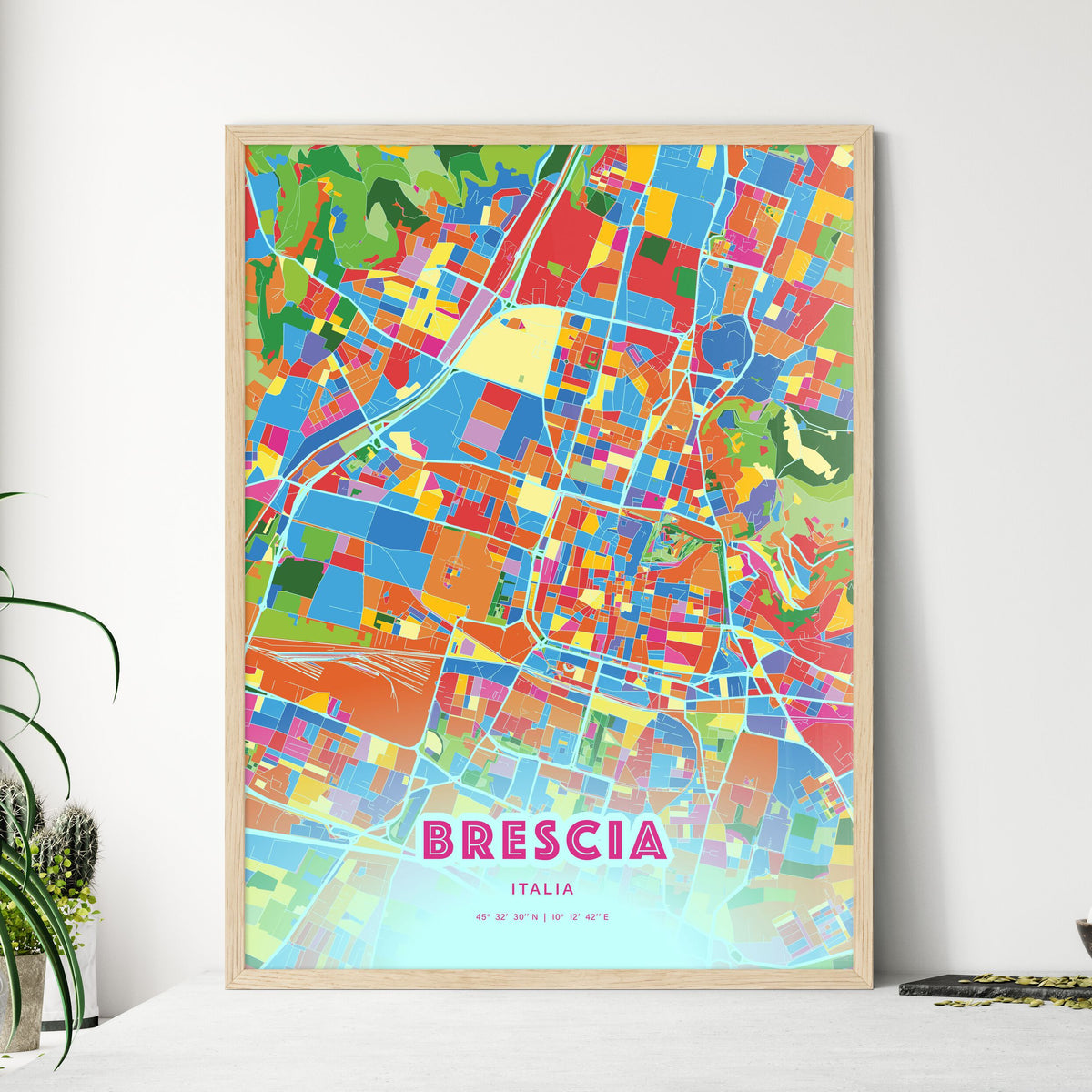 Colorful BRESCIA ITALY Fine Art Map Crazy Colors