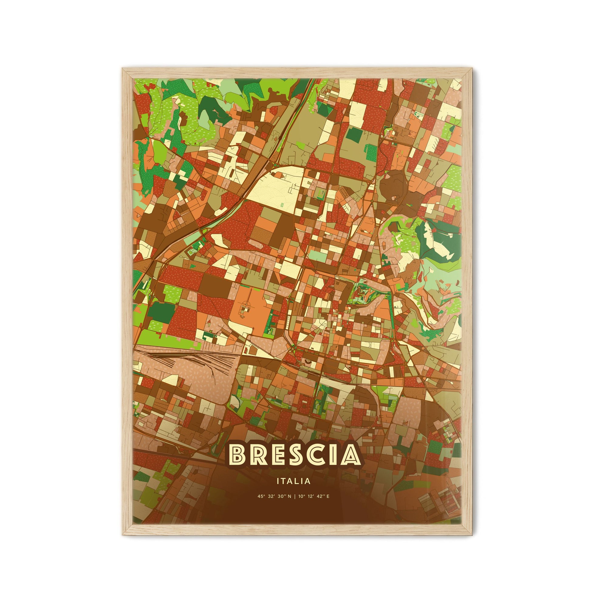 Colorful BRESCIA ITALY Fine Art Map Farmhouse