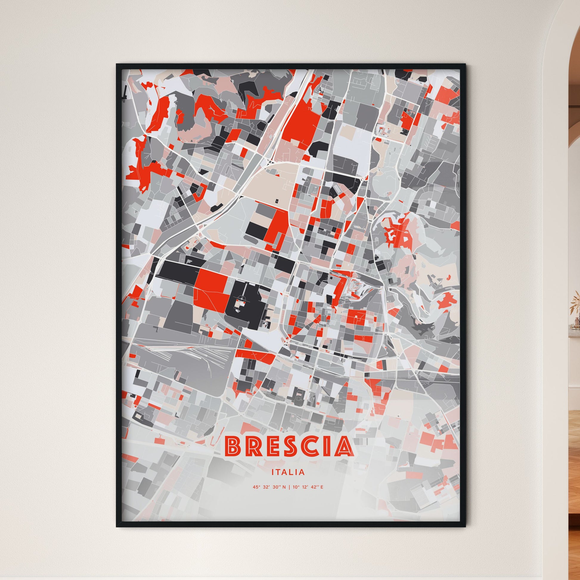 Colorful BRESCIA ITALY Fine Art Map Modern