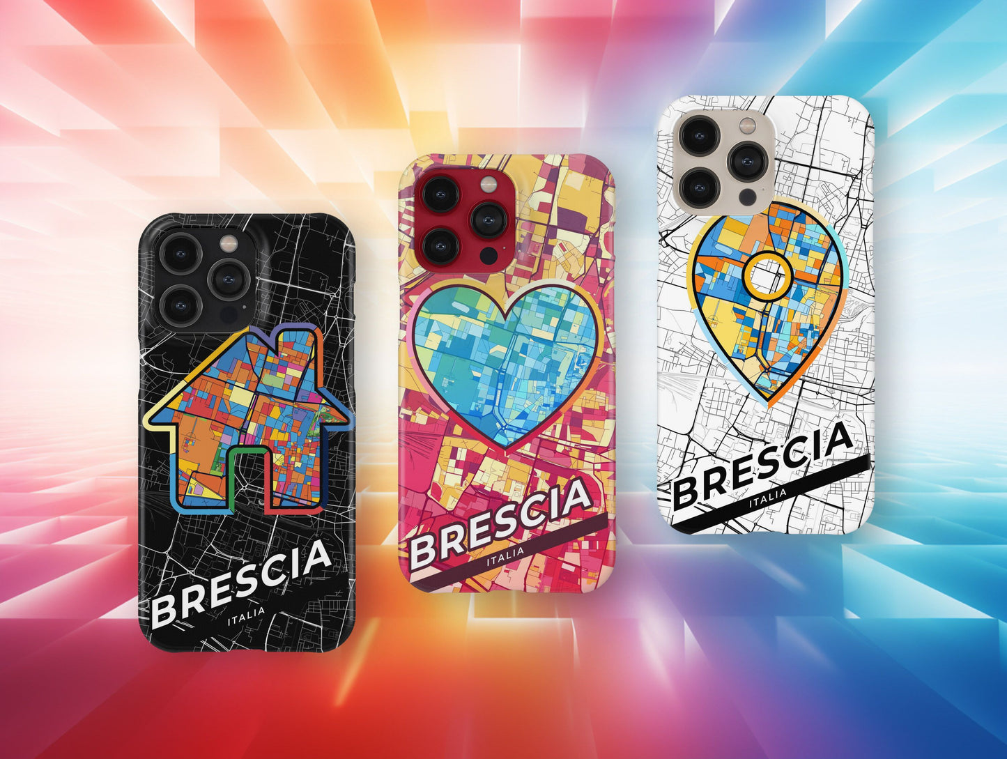 Brescia Italy slim phone case with colorful icon. Birthday, wedding or housewarming gift. Couple match cases.