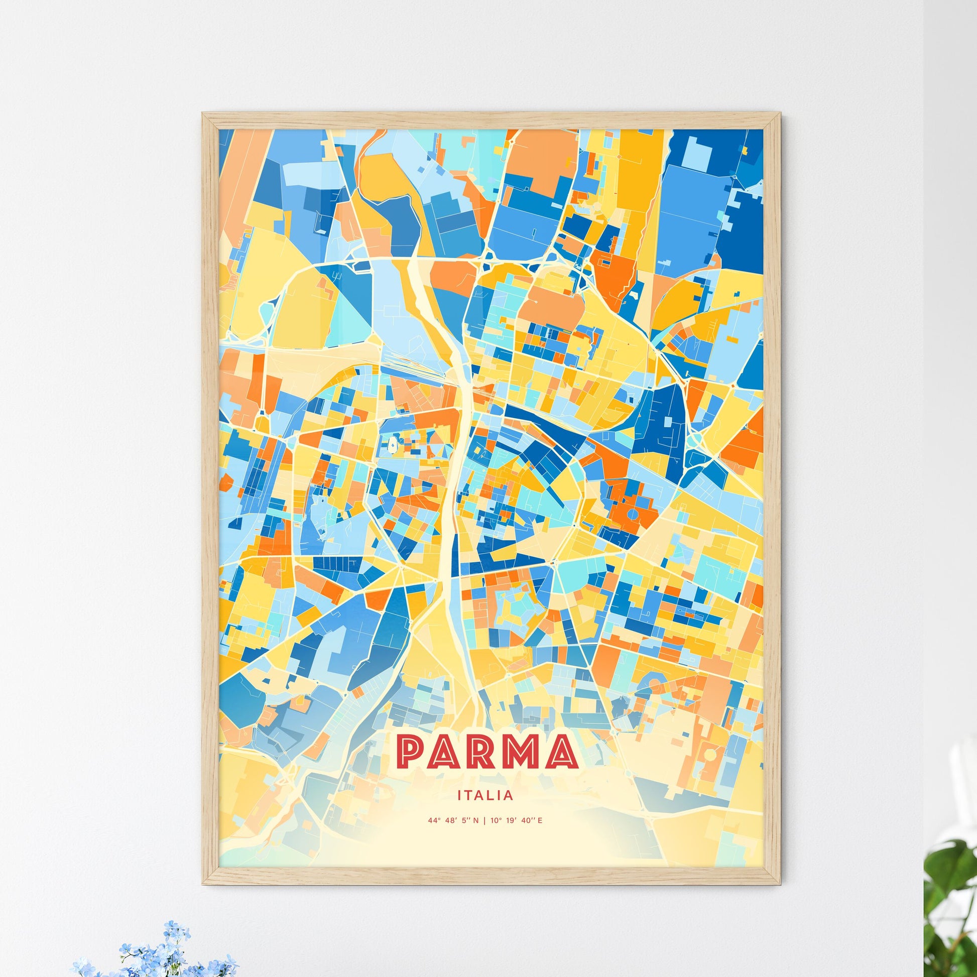 Colorful PARMA ITALY Fine Art Map Blue Orange