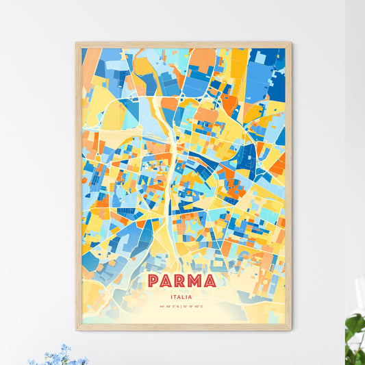 Colorful PARMA ITALY Fine Art Map Blue Orange